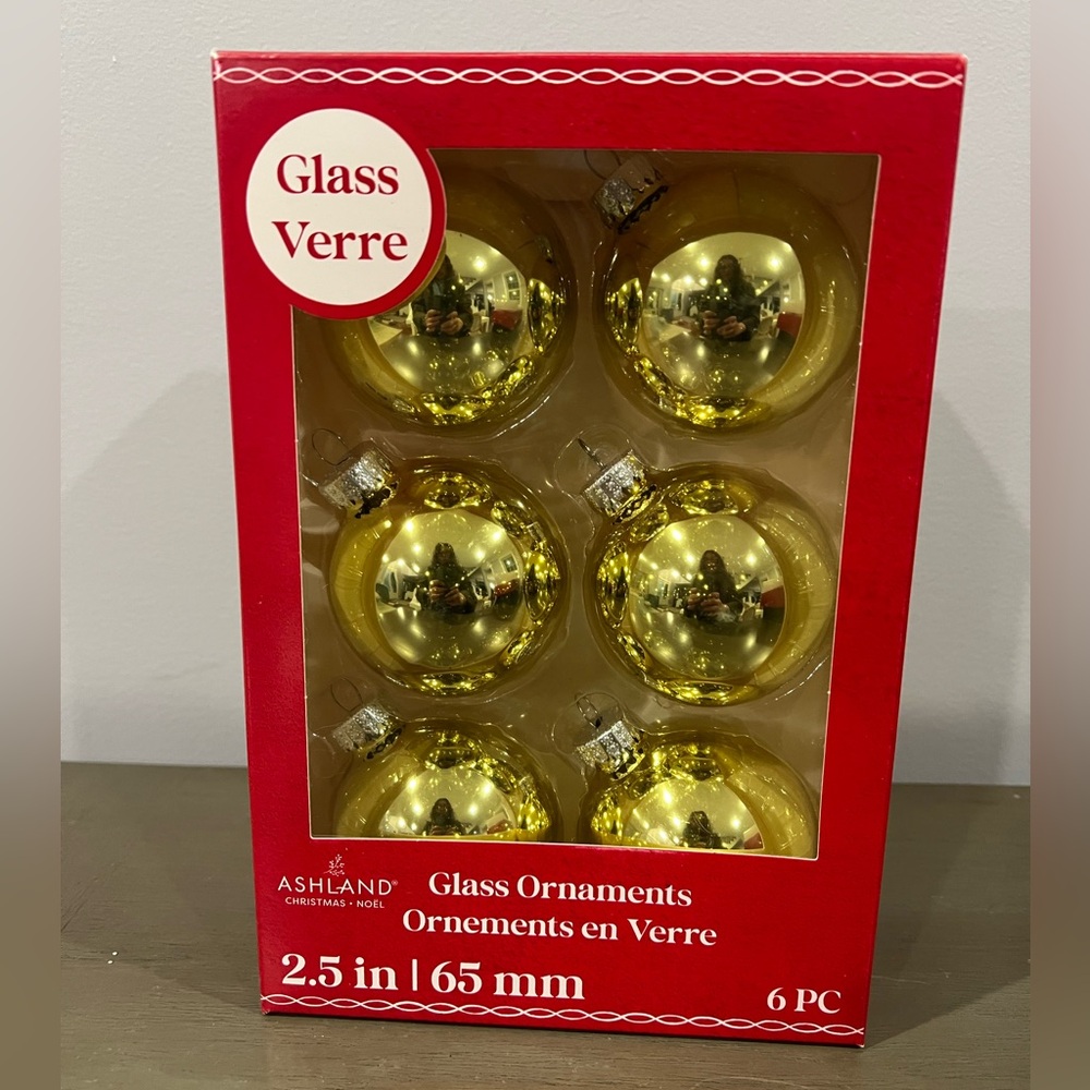 Ashland Glass Ornaments Gold - 6 ct - 2.5”